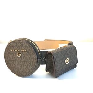 Michael Kors brown belt with pouches size small